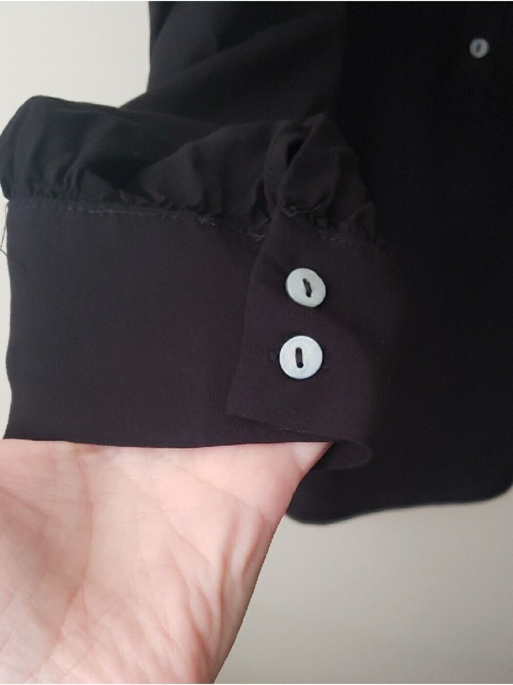 Jane and Delancey Black Long-Sleeve Henley Blouse - Picture 5 of 8